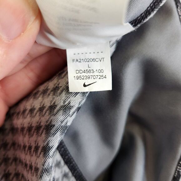 Nike Leggings Womens Large Black White Houndstooth One Icon Clash 7/8 Length - Picture 9 of 14